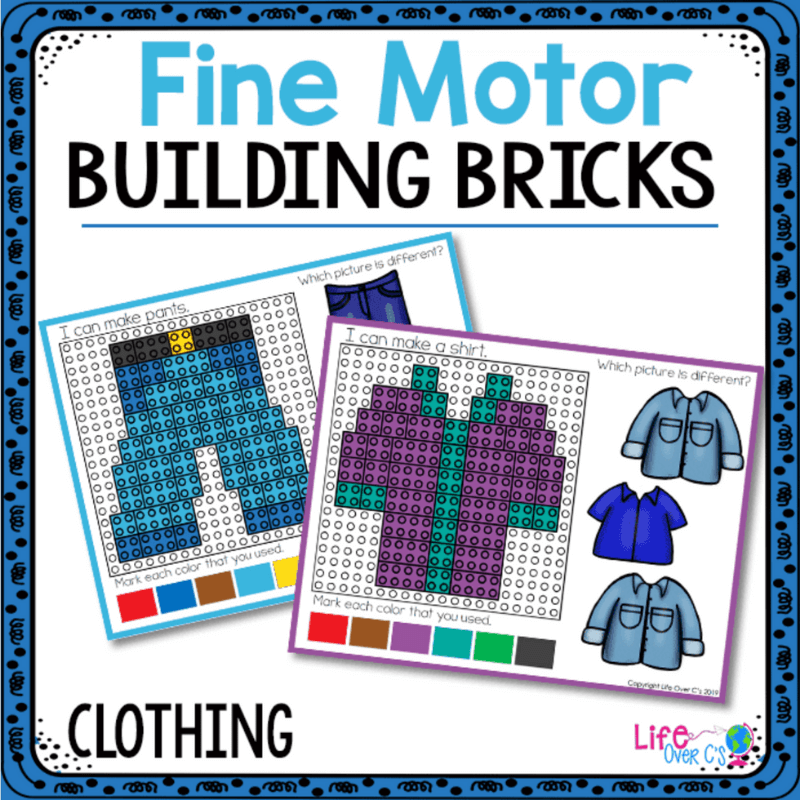 Fine motor building bricks with clothing theme