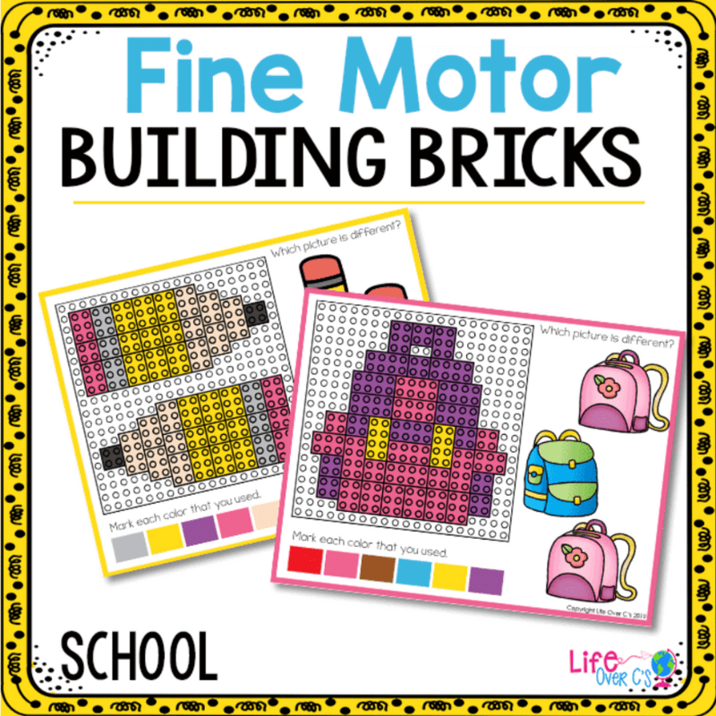 Fine Motor Mats: Bricks: School