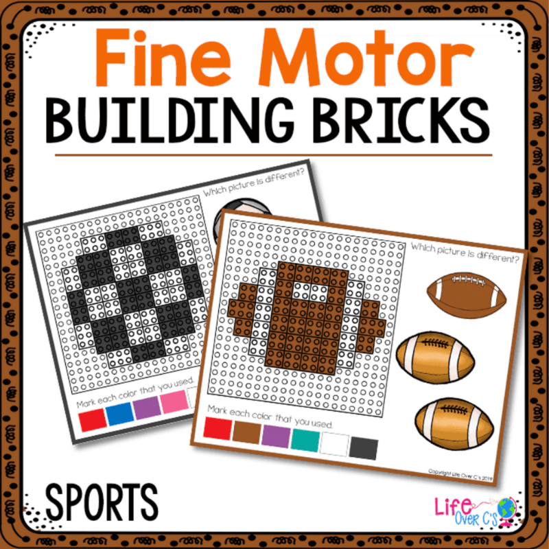 Fine motor building bricks with sports theme