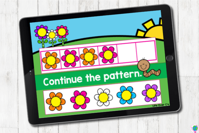 Flower Continue AB patterns digital and printable activity
