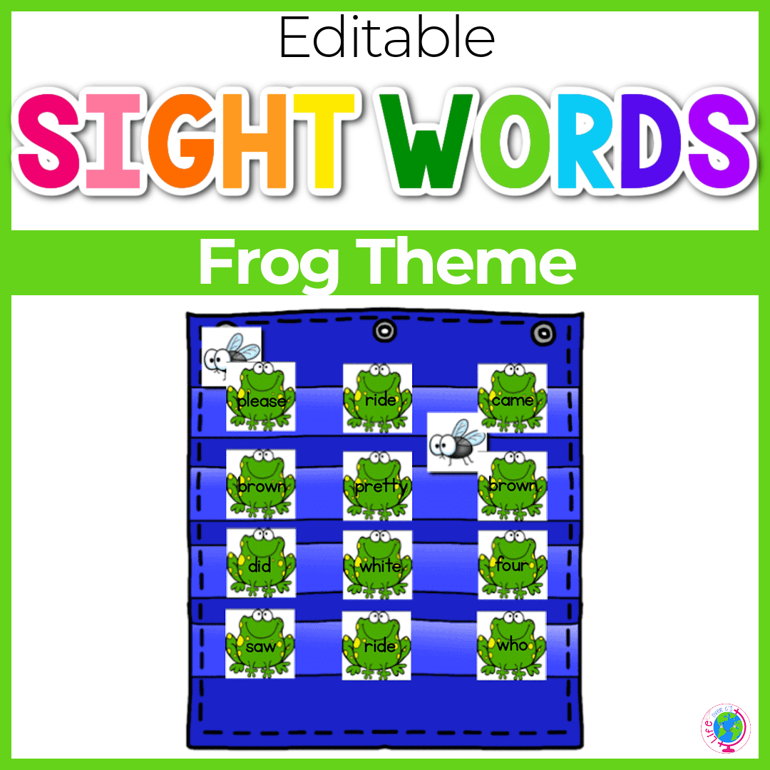 Sight Word Editable Hide & Seek Pocket Chart Cards | Frog Theme