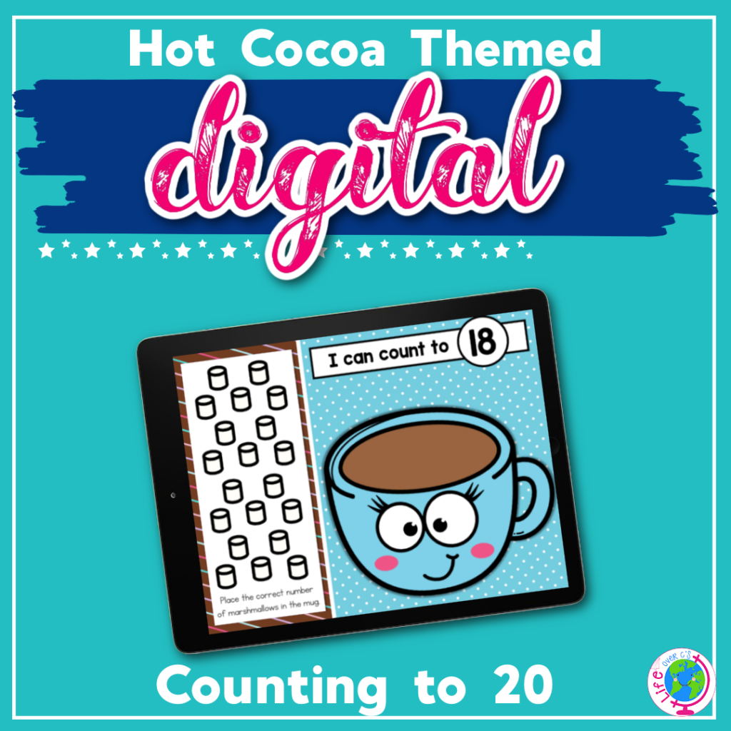 Hot cocoa counting to 20 prek digital math activity