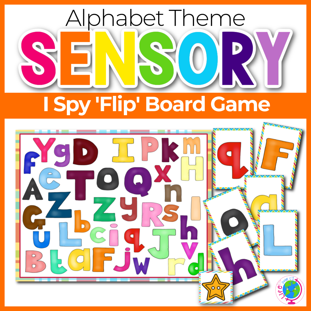 I Spy "Flip" board game with sensory alphabet theme
