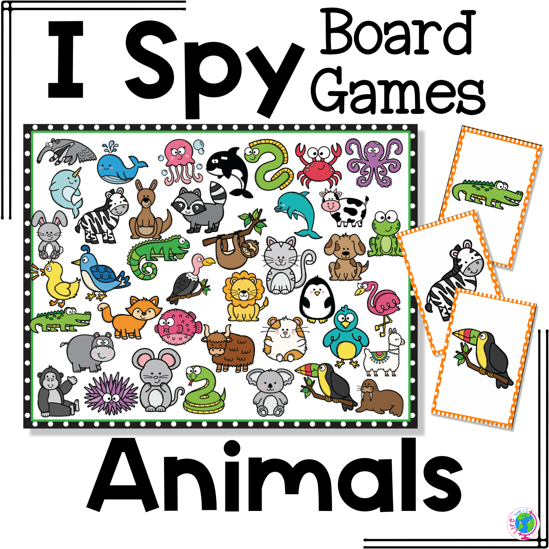 I Spy "Flip" board game with sensory animals theme