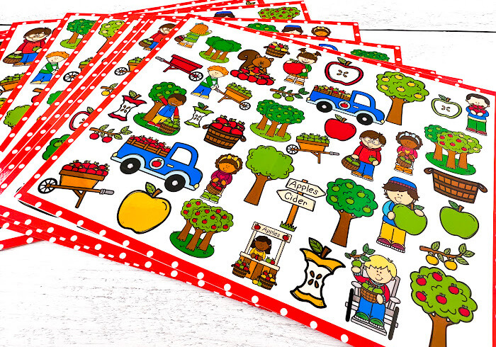 I Spy "Flip" board game with fall apples theme