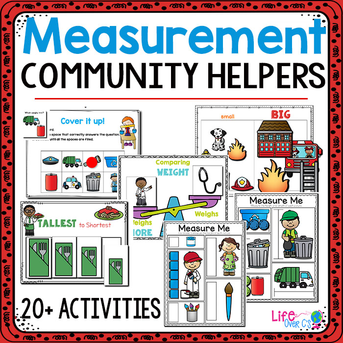 Measurement math activities with community helpers theme