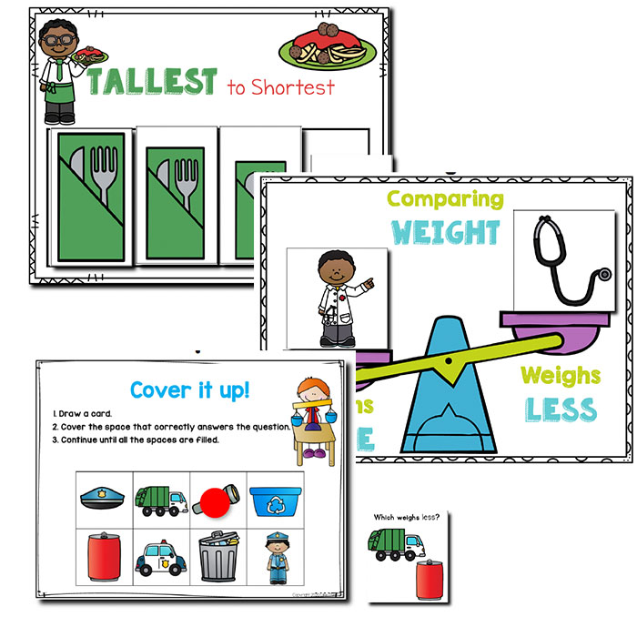 Measurement activities with community helpers theme