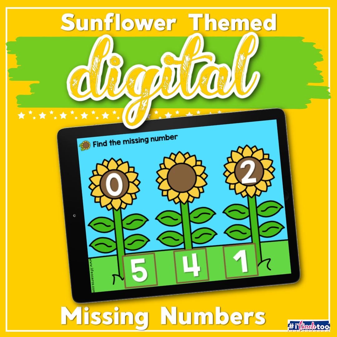 Sunflower digital missing numbers math activity