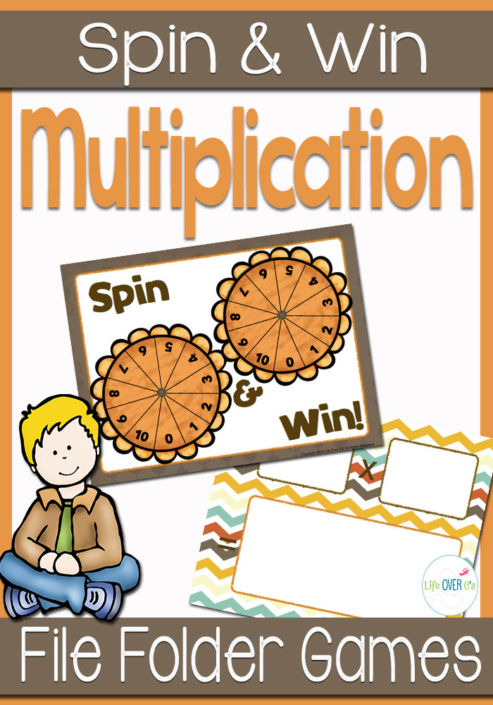 Multiplication "spin and win" file folder games