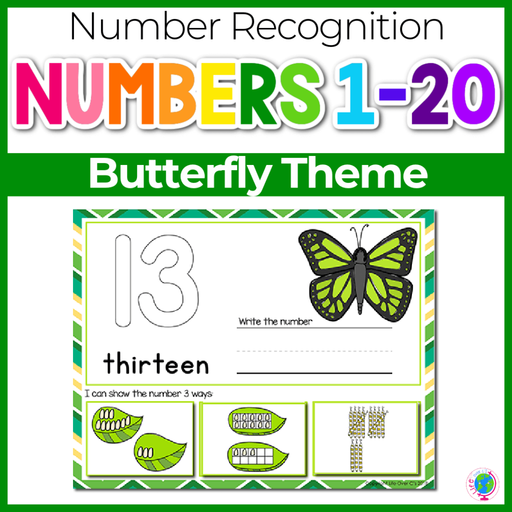 Numbers 1-20 counting with butterfly theme
