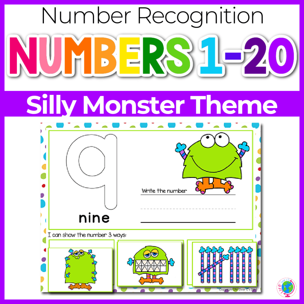 Silly monster numbers 1-20 number recognition activities