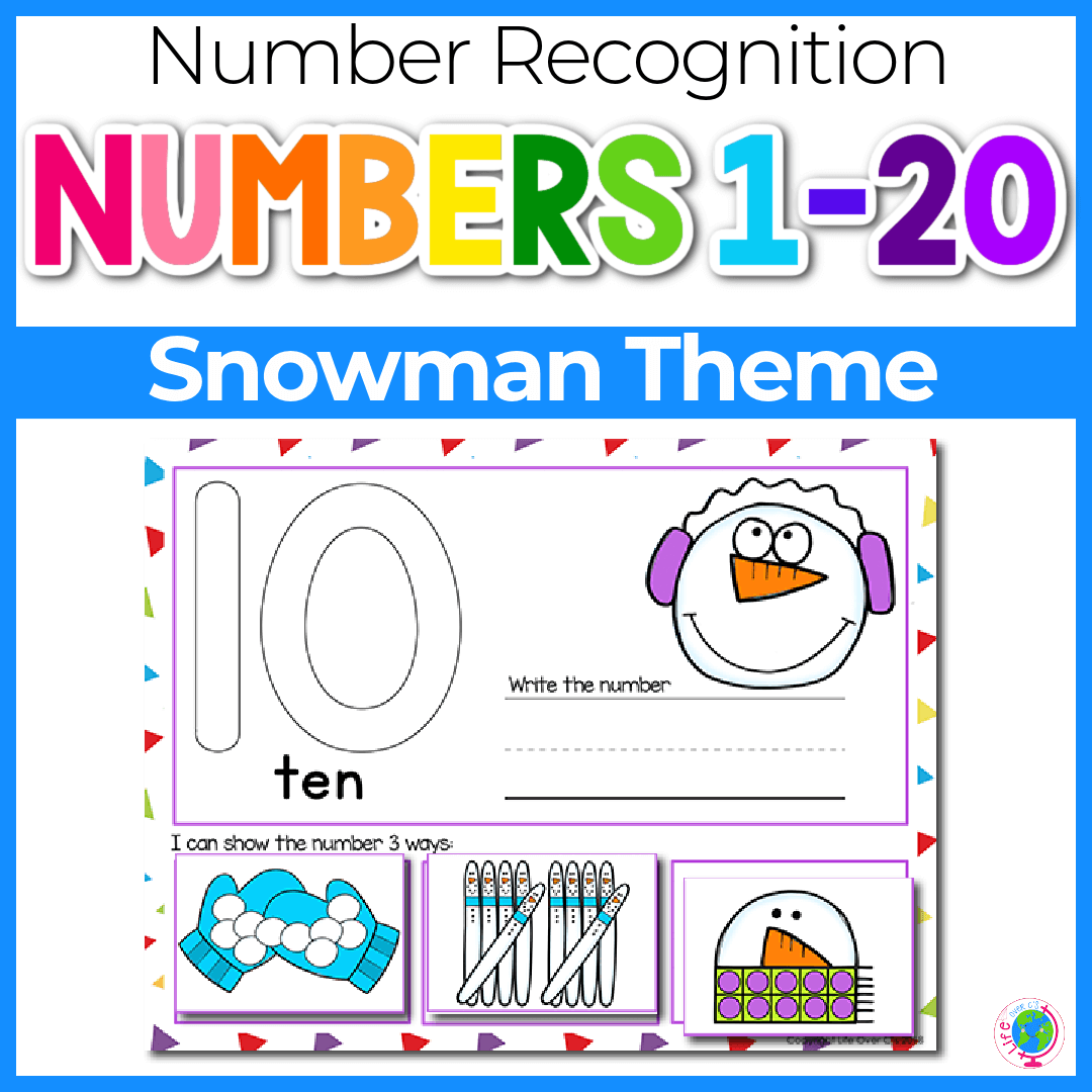 1-20 Snowman Number Recognition Mats