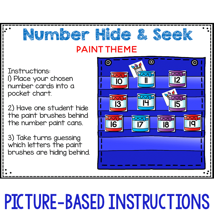 Numbers 1-120 hide and seek game with paint theme