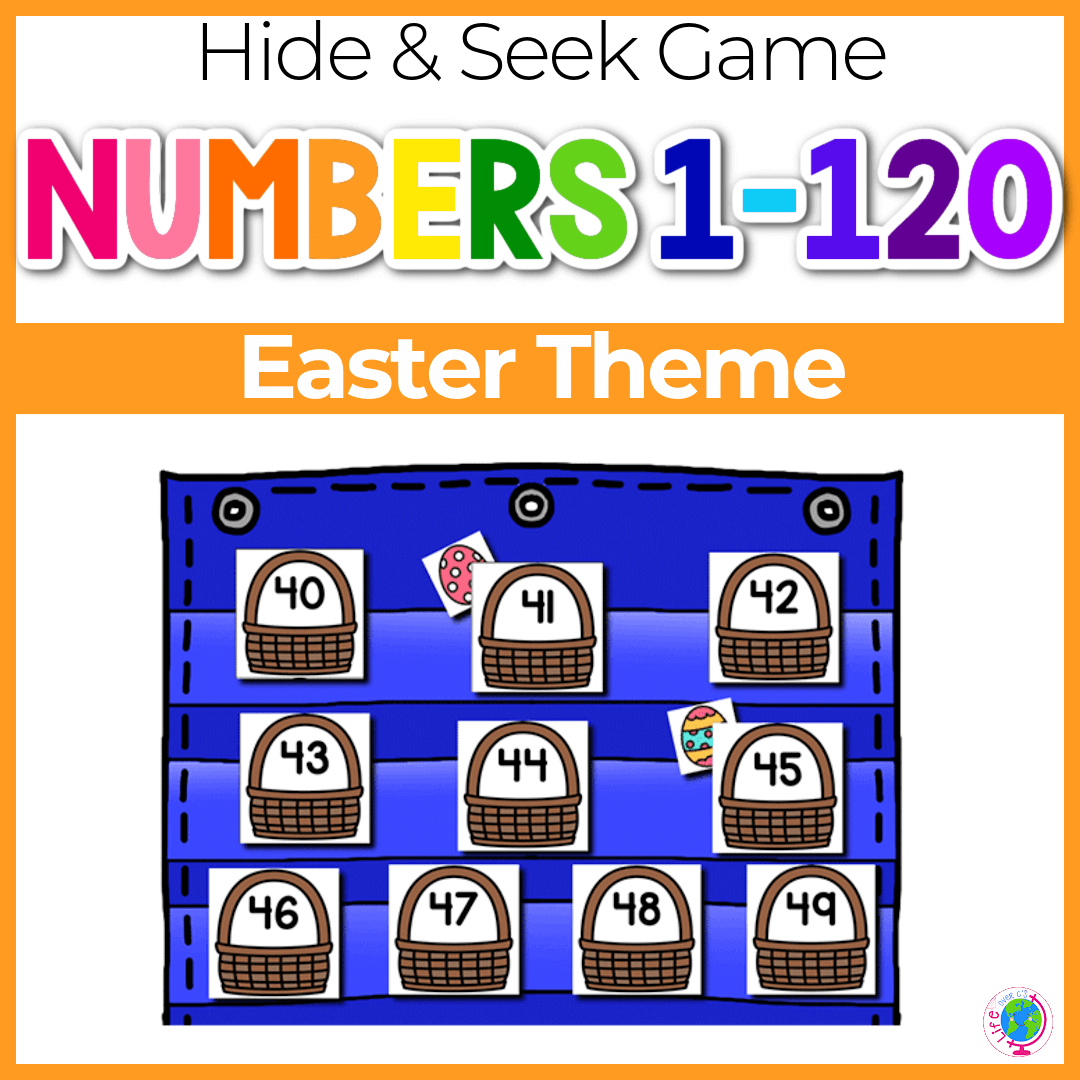 Numbers 1-120 hide and seek game with Easter theme
