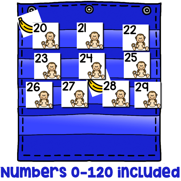 Numbers 1-120 hide and seek game with monkey animal theme