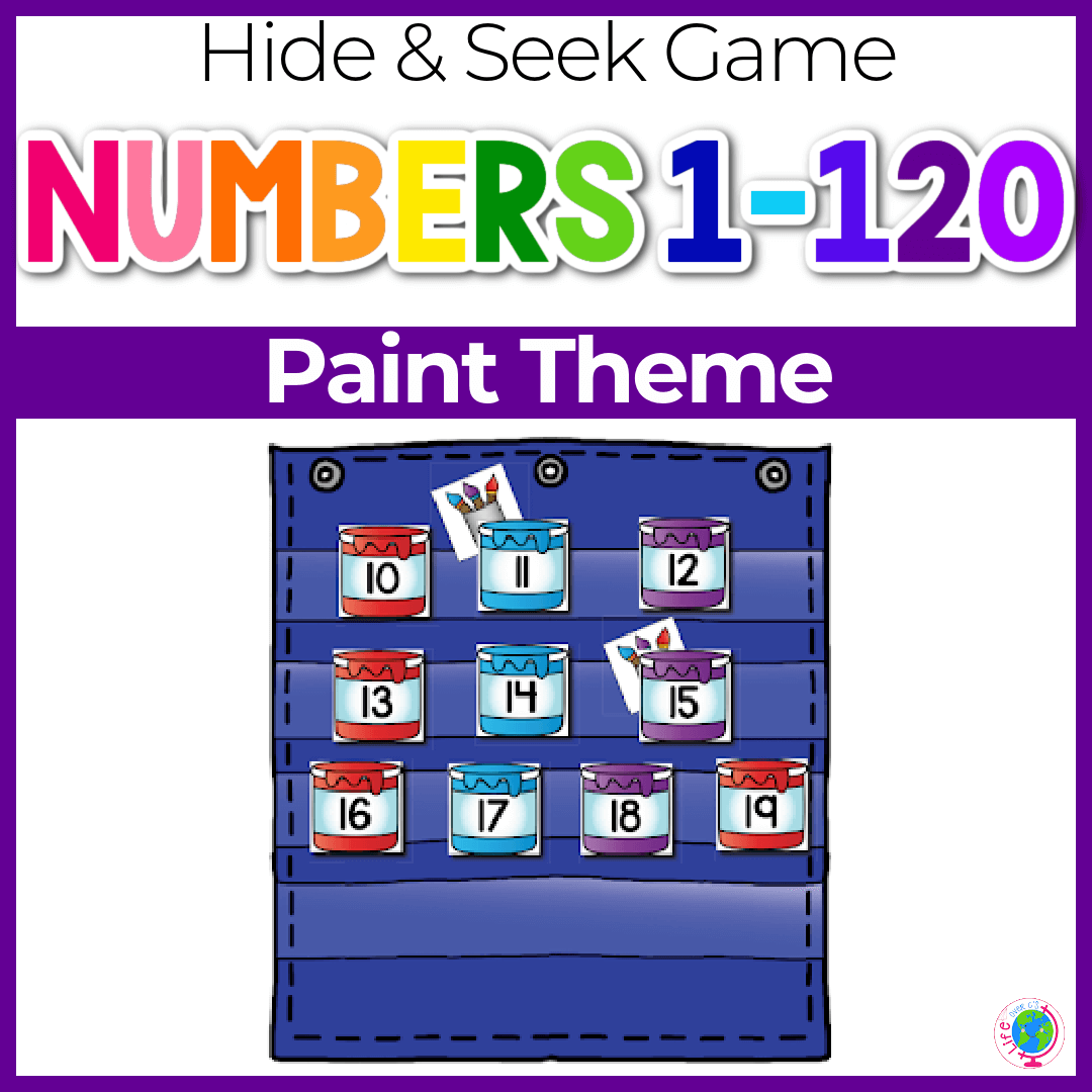 Numbers 1-120 hide and seek game with paint theme