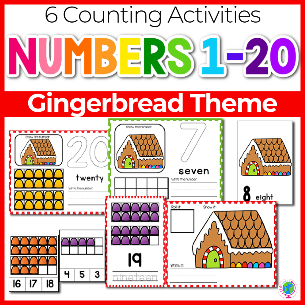 Counting activities numbers 1-20 with geingebread theme