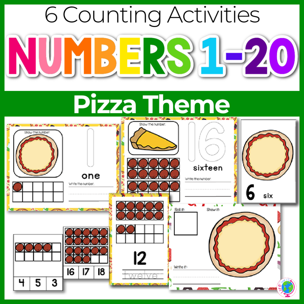 Numbers 1-20 counting activities with pizza theme
