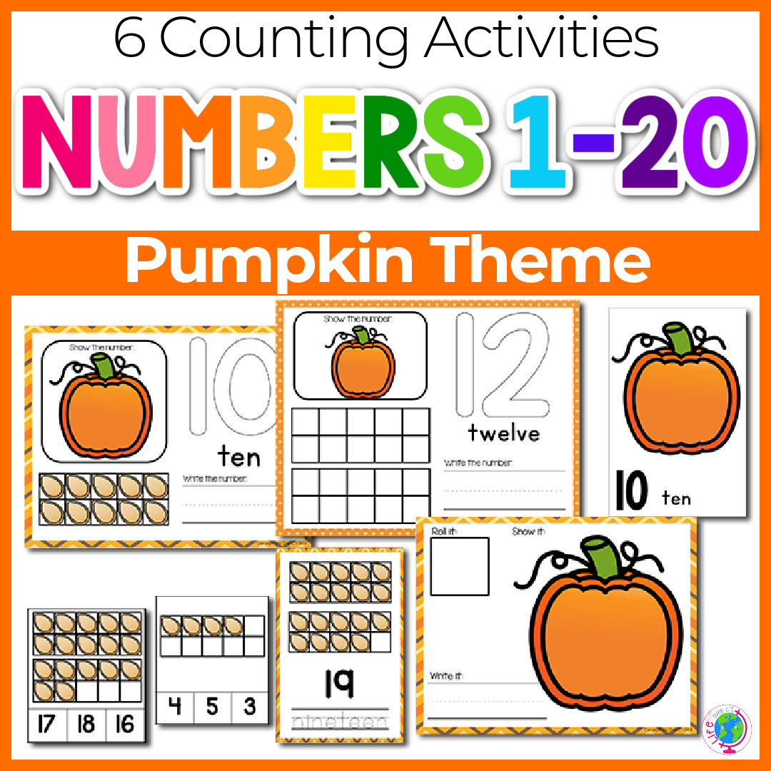 Numbers 1-20 counting activities with pumpkin fall theme