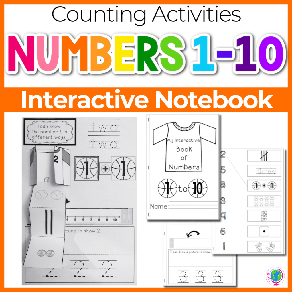 Counting activities numbers 1-10 interactive notebook