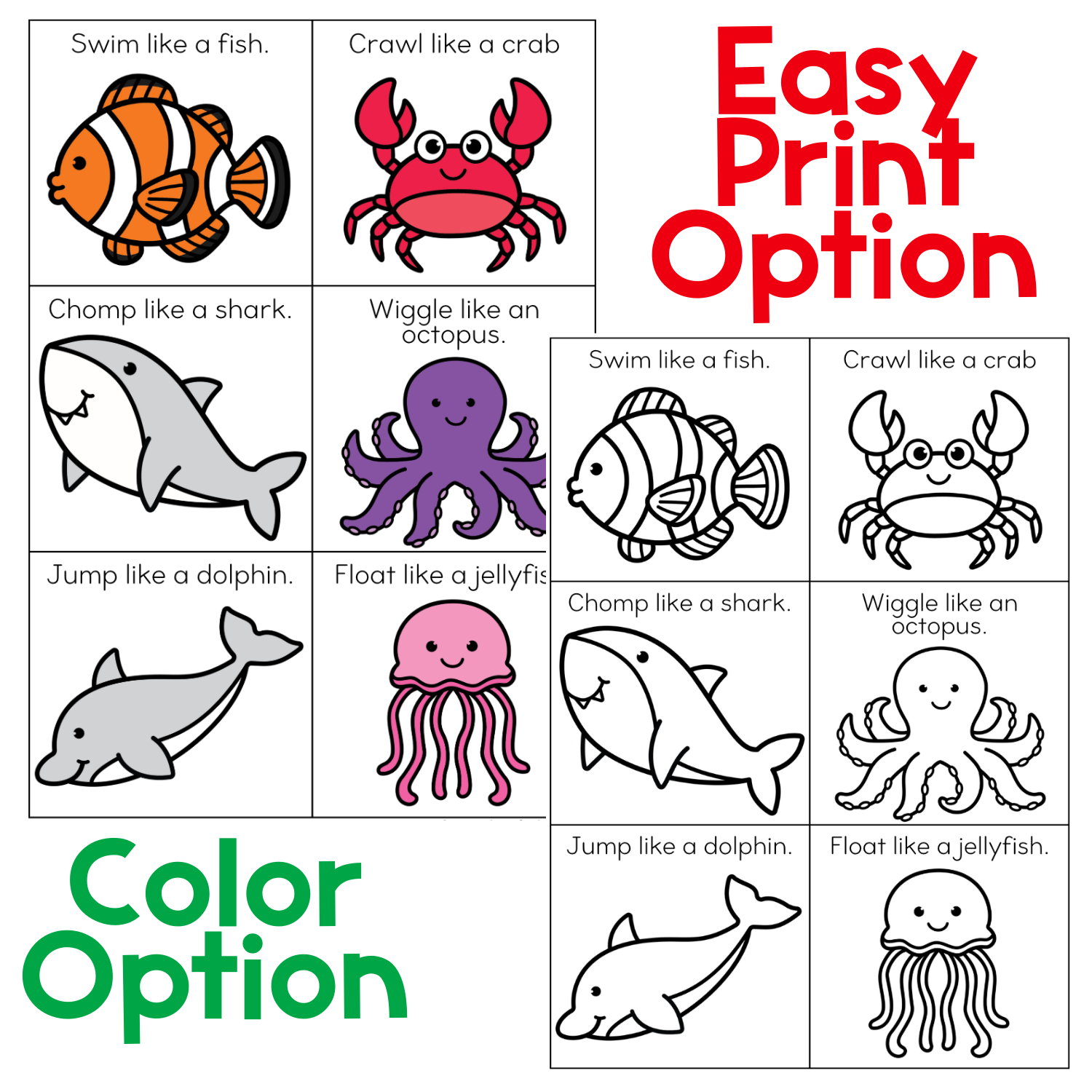 Preschool ocean animal brain break gross motor activity