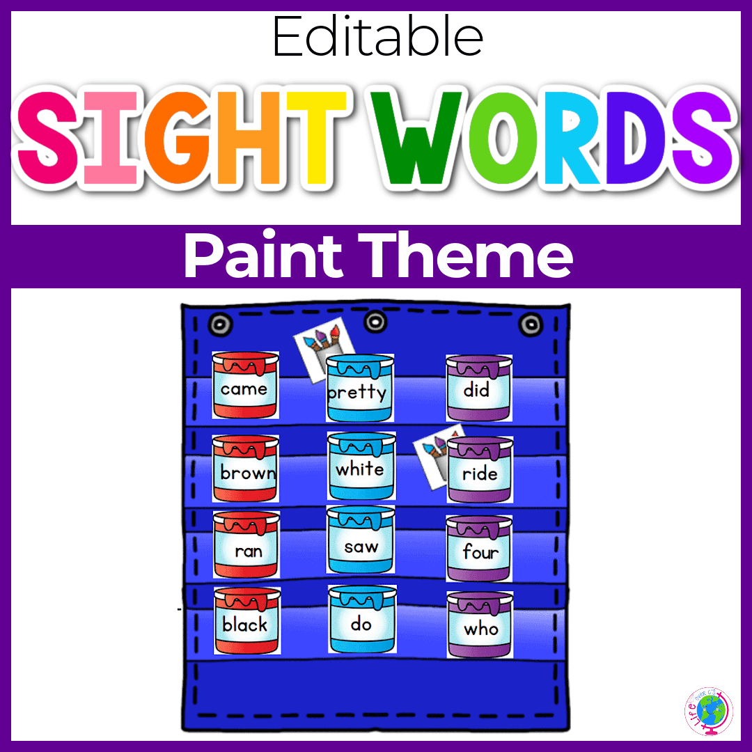 Sight Word Editable Hide & Seek Pocket Chart Cards | Painting Theme