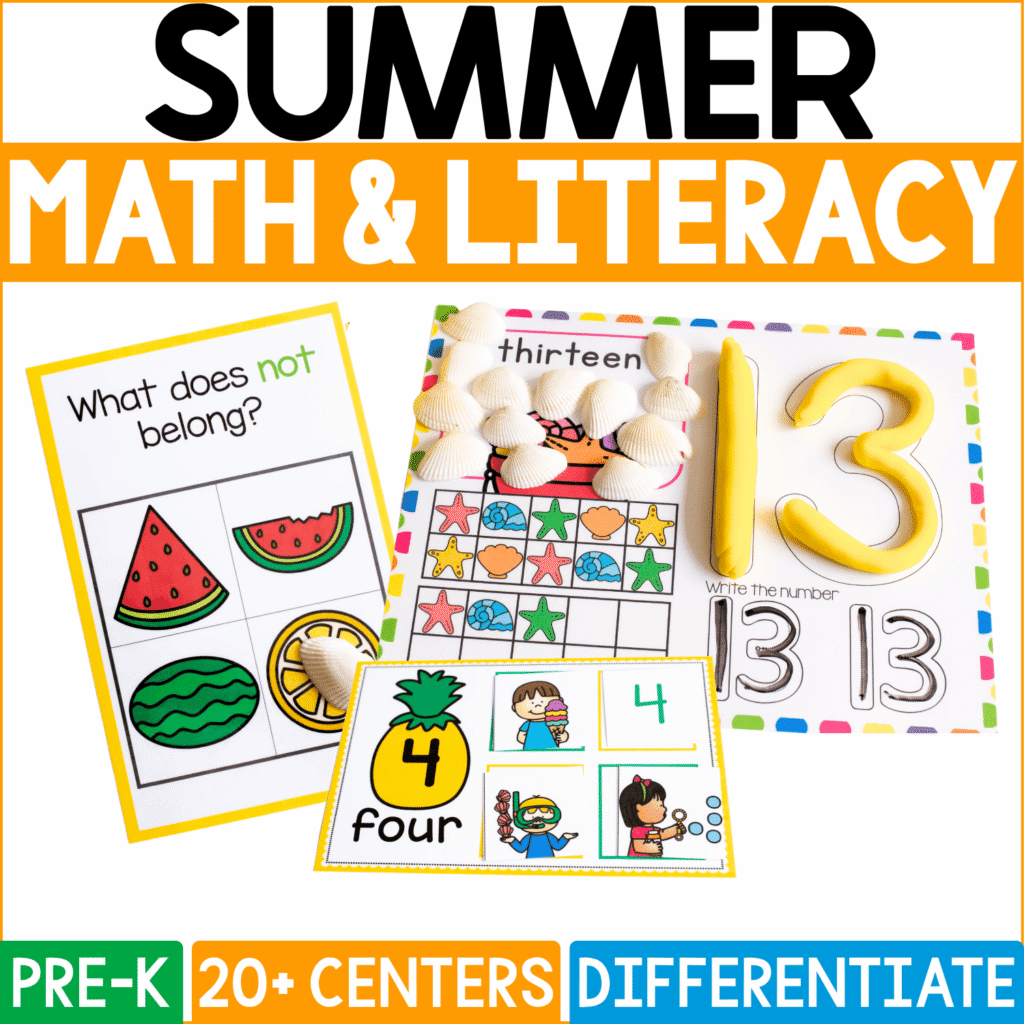 Summer themed math and literacy activities for preschool