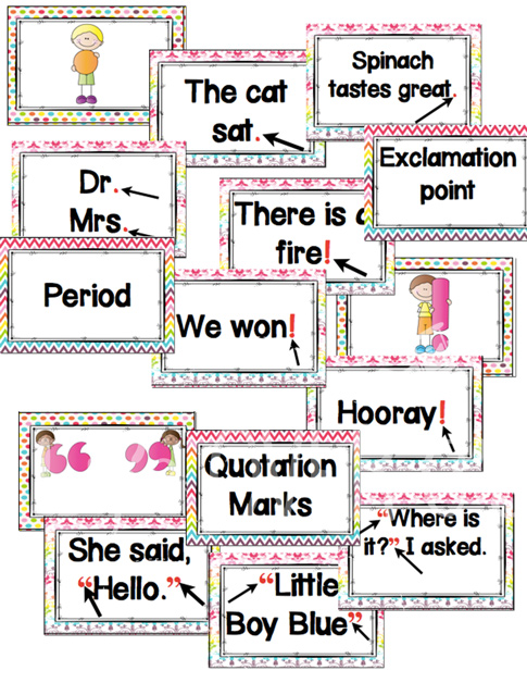 Punctuation card game for literacy centers