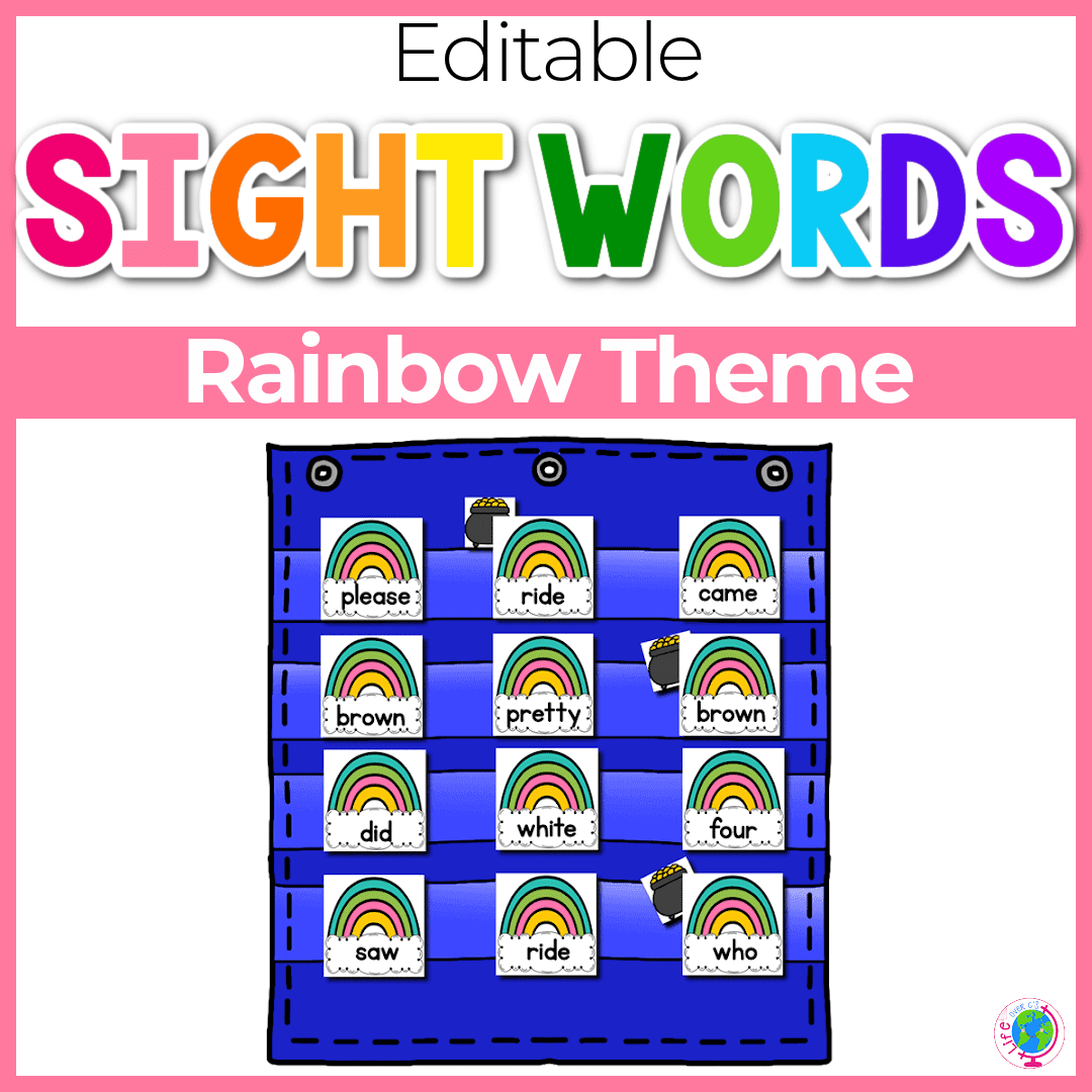 Editable rainbow sight word game