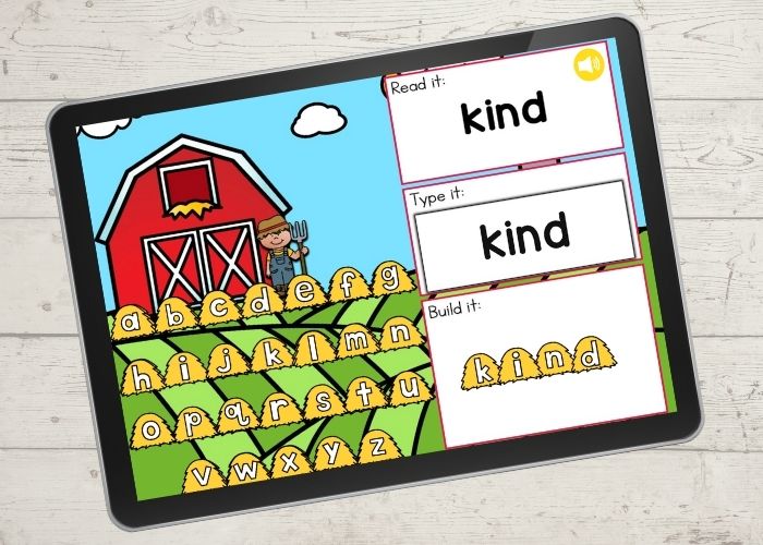 Third grade sight words digital literacy activity with farm theme