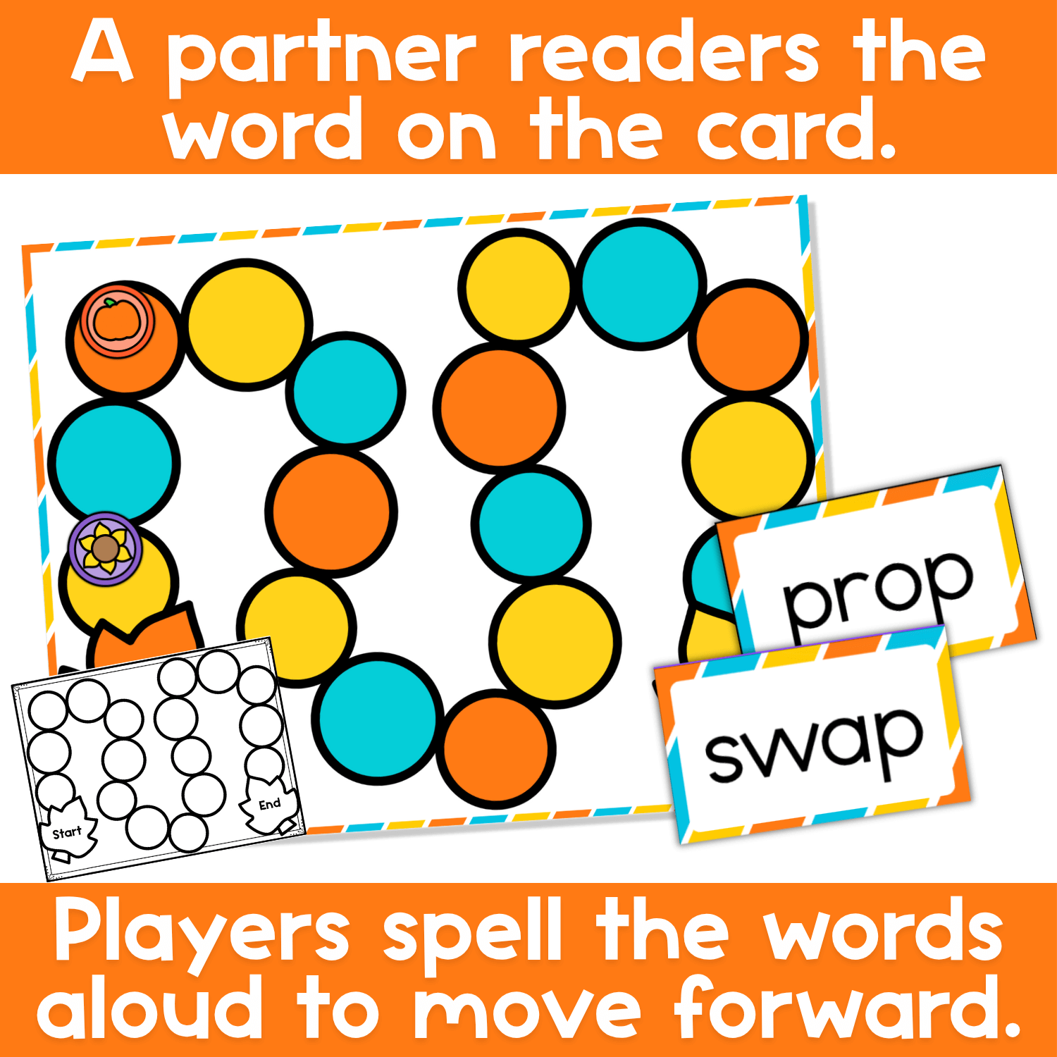 Blends and digraphs board game with fall theme