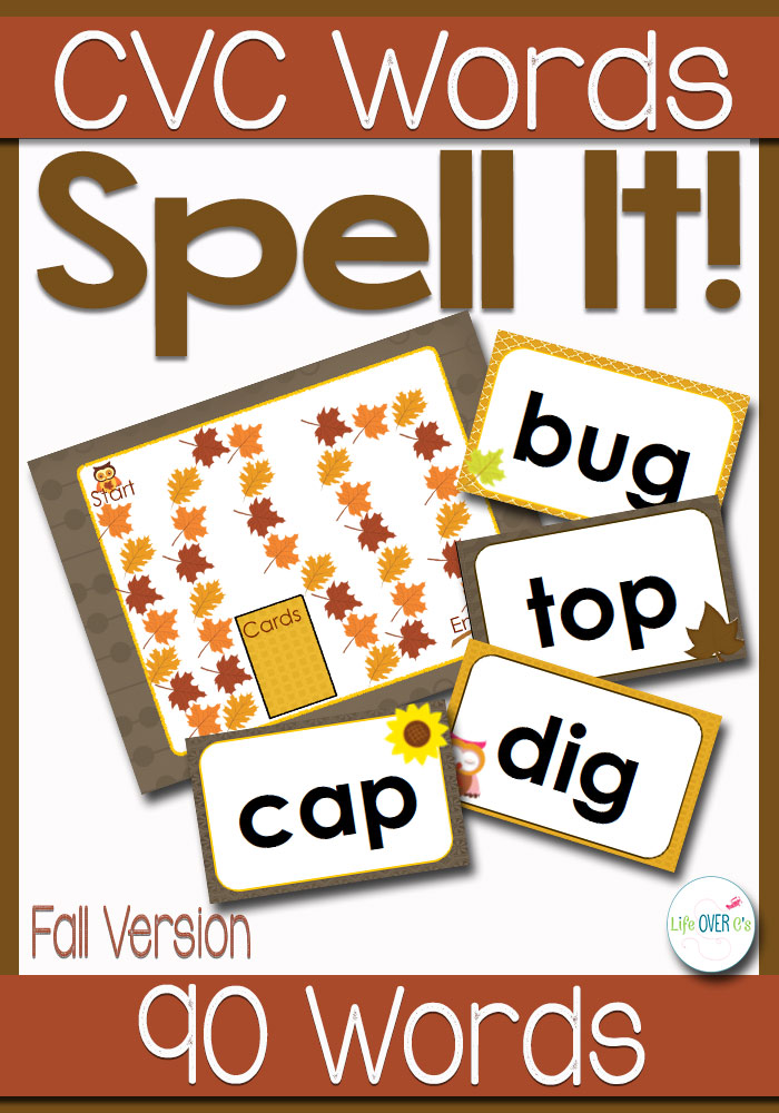 CVC words "Spell it" game with fall theme