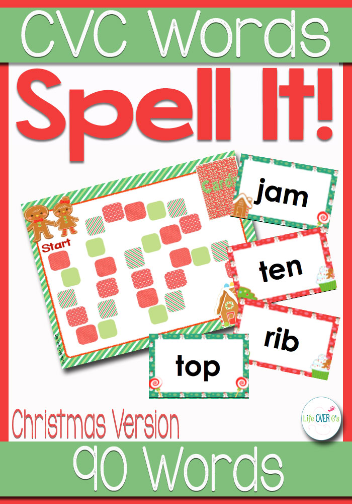 Christmas themed spell it CVC words activity