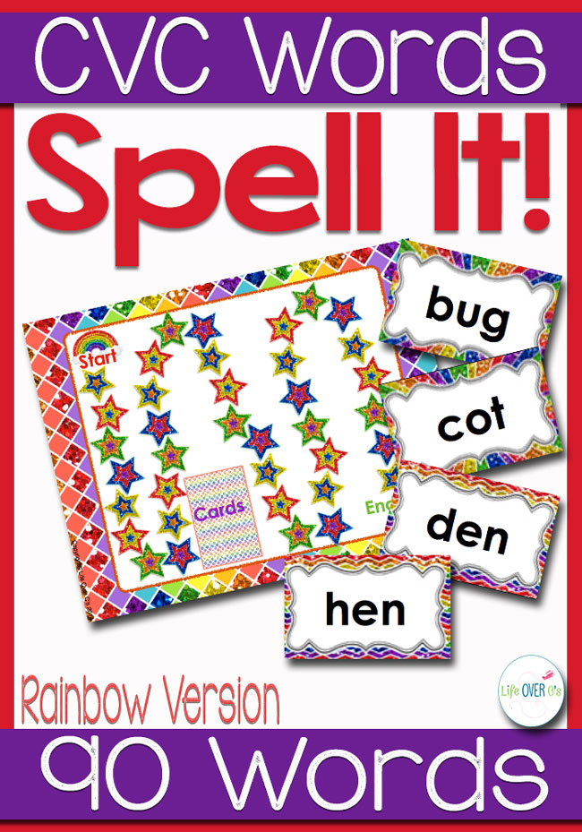 CVC words "Spell it" game with rainbow theme