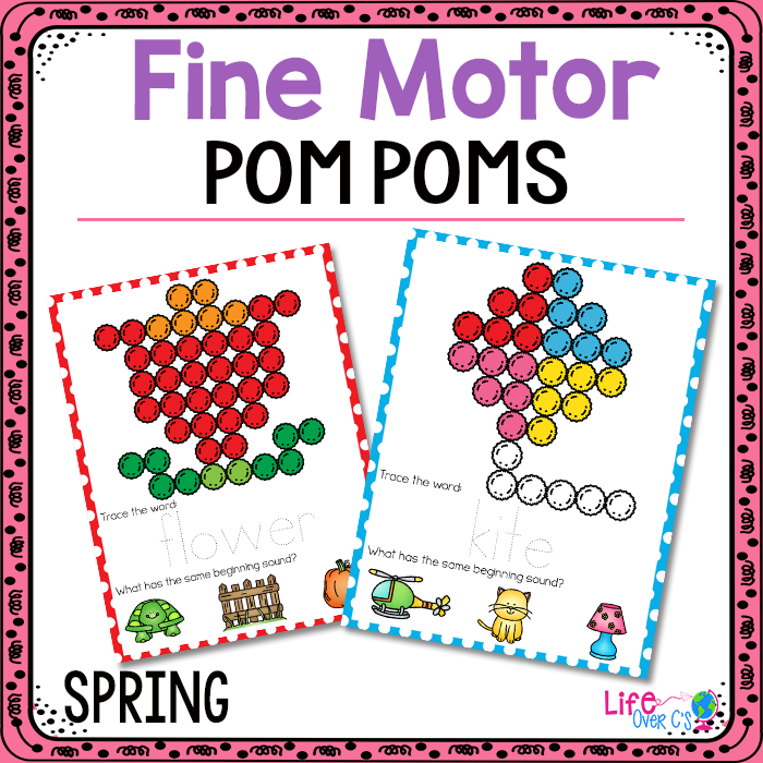 Fine Motor Mats Pom Poms: Spring