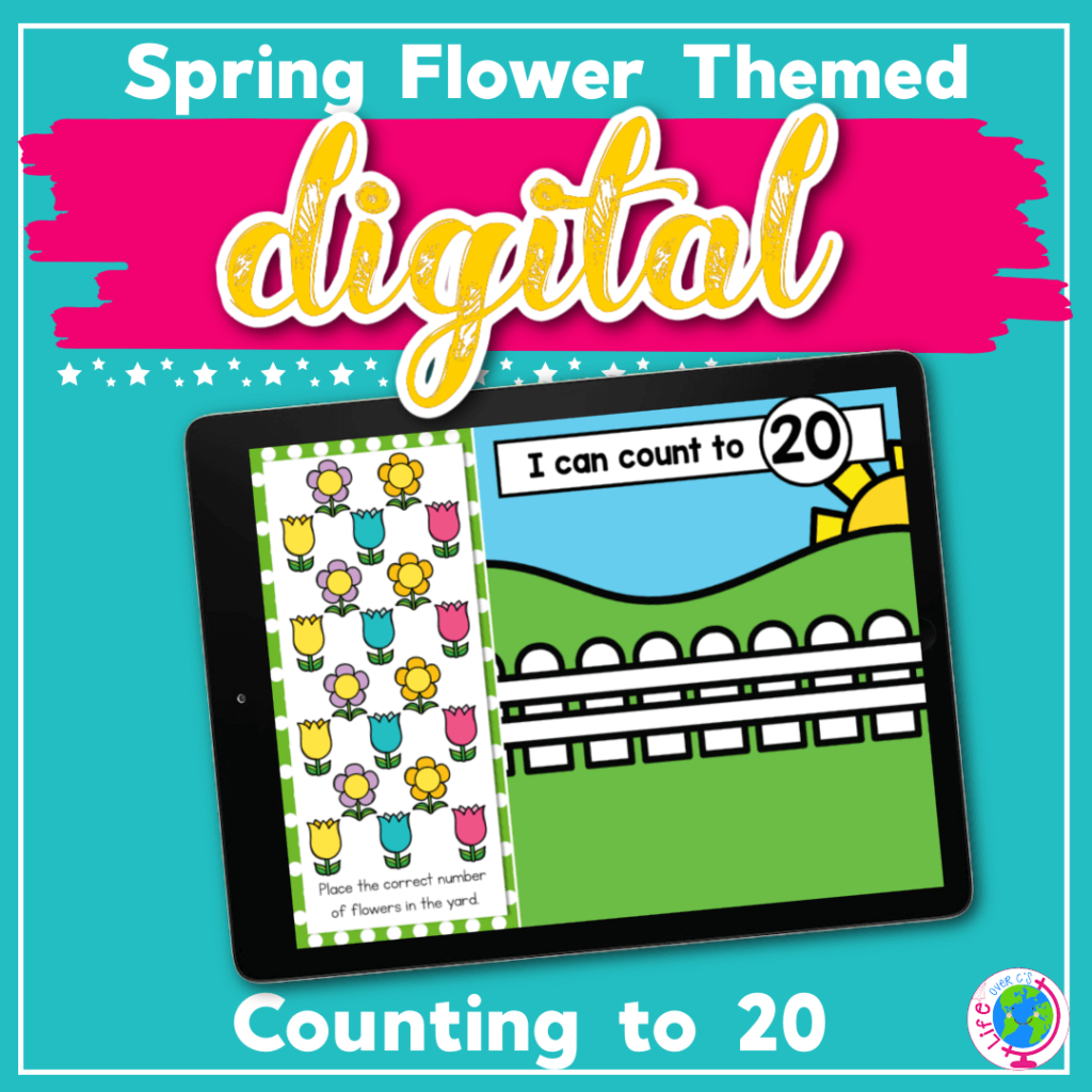 Spring flower digital counting to 20 activity