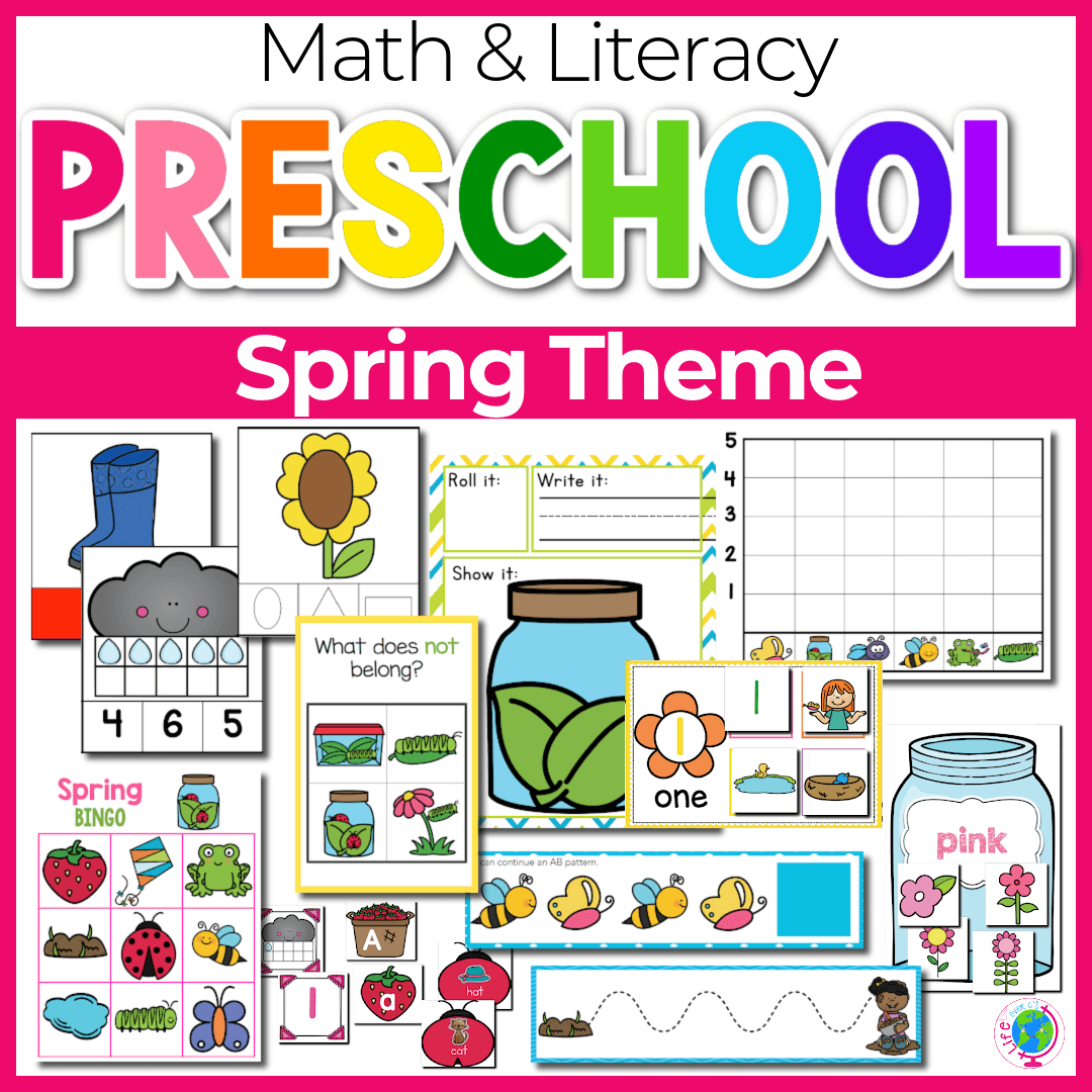 Preschool/ Pre-k Math & Literacy Centers | Spring Theme