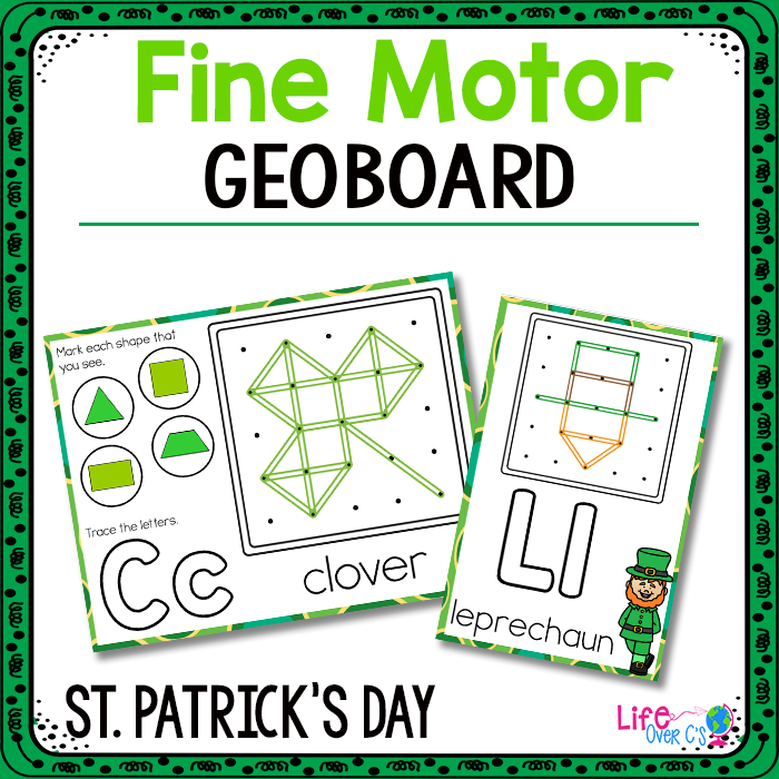 Fine motor geoboard with St. Patrick's Day theme