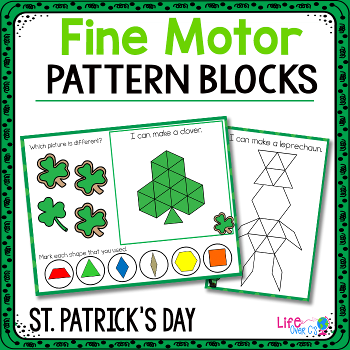 St. Patrick's Day fine motor pattern blocks mats