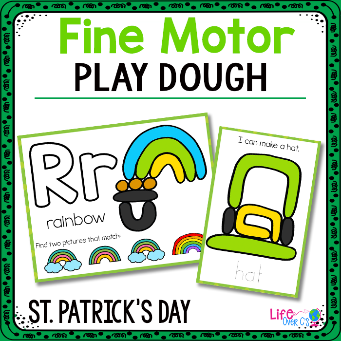 Fine motor play dough mats with St. Patrick's Day theme