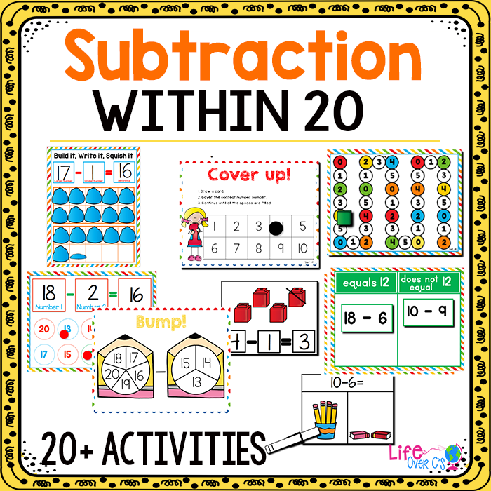 Subtraction within 20 activities for first grade