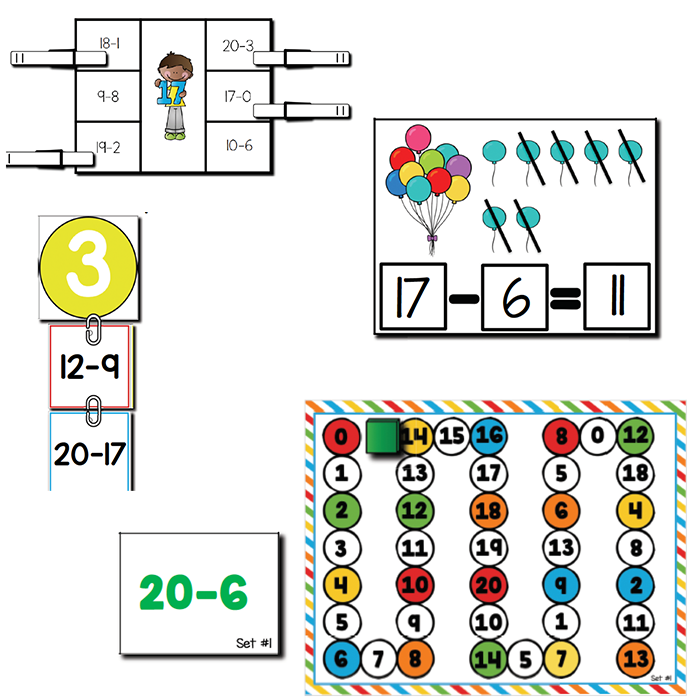 First grade subtraction within 20 activities