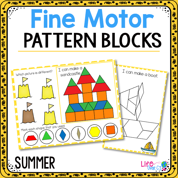 Summer fine motor pattern blocks mats