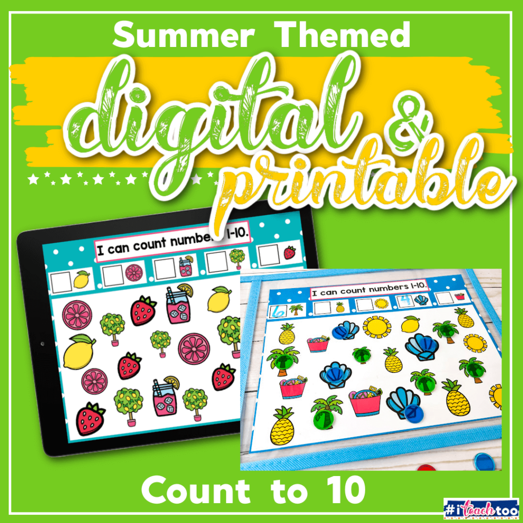 Summer I Spy digital and printable counting math activity
