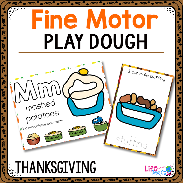 Thanksgiving fine motor play dough mats for kids
