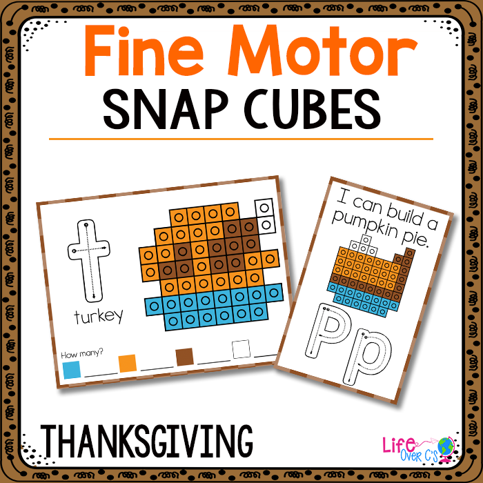 Thanksgiving fine motor snap cube mats