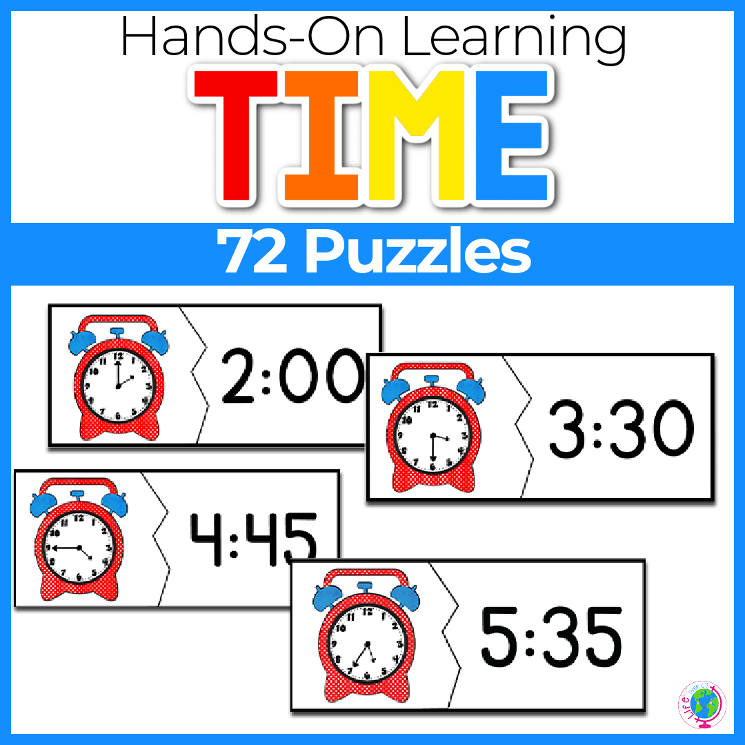 Time puzzles for kindergarten math centers