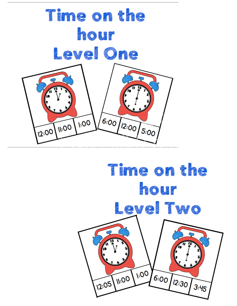 Clocks and time clip cards for math centers