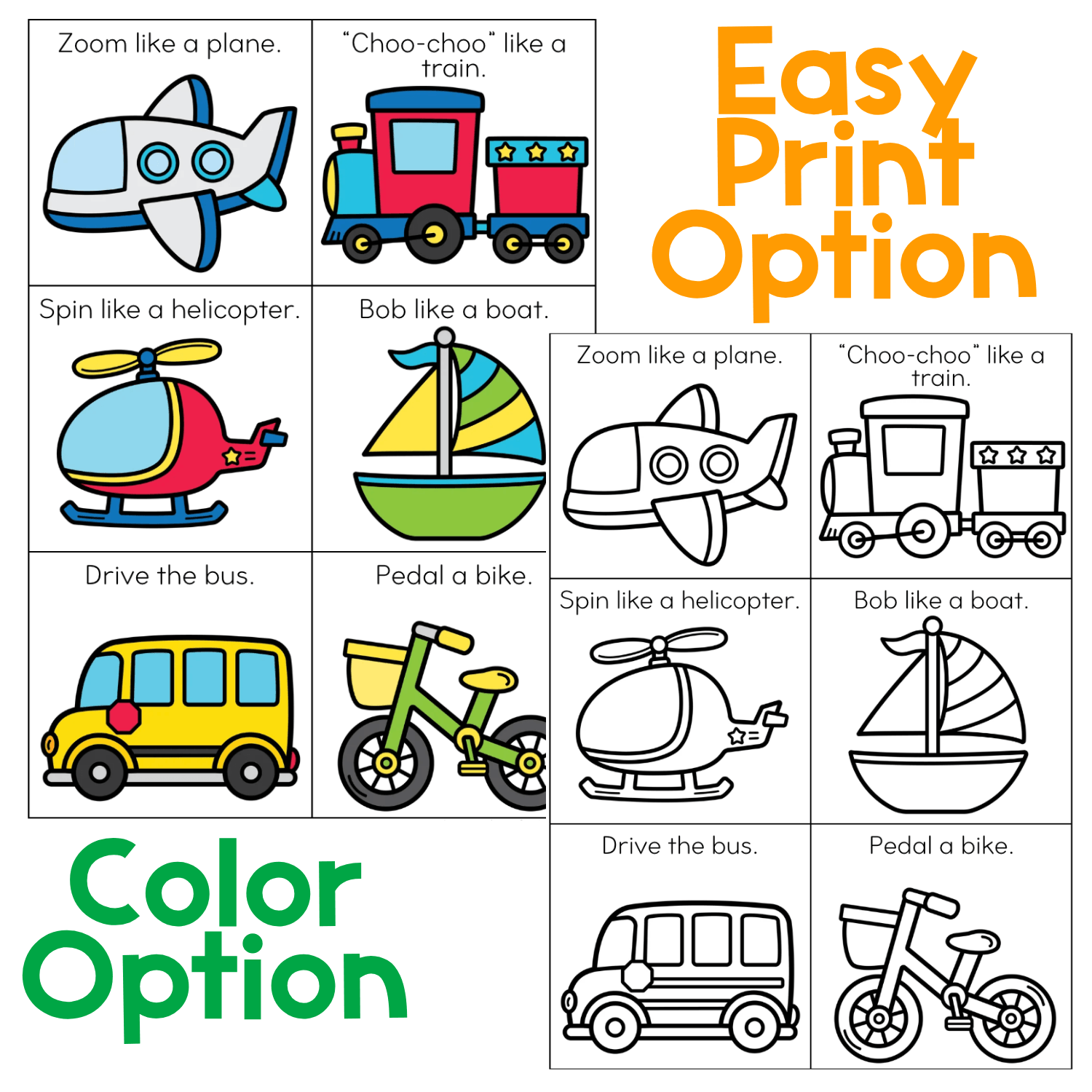 Brain break cube with transportation theme foldable cube