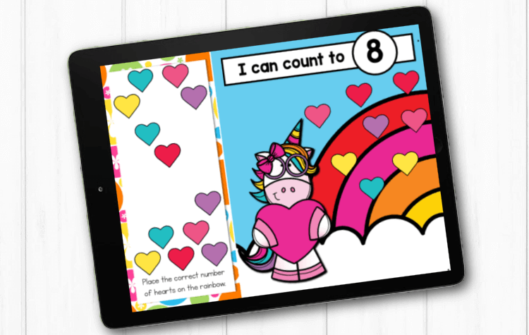 Unicorn counting to 10 digital math activity for prek